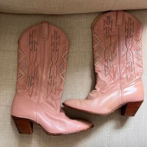 Pink leather Dan Post cowboy boots